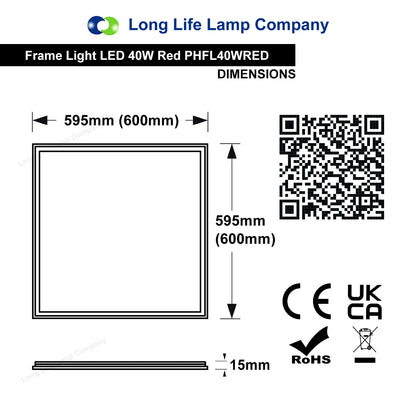 40w LED Recessed Ceiling Panel Frame Border Edge Light Red 600 X 600