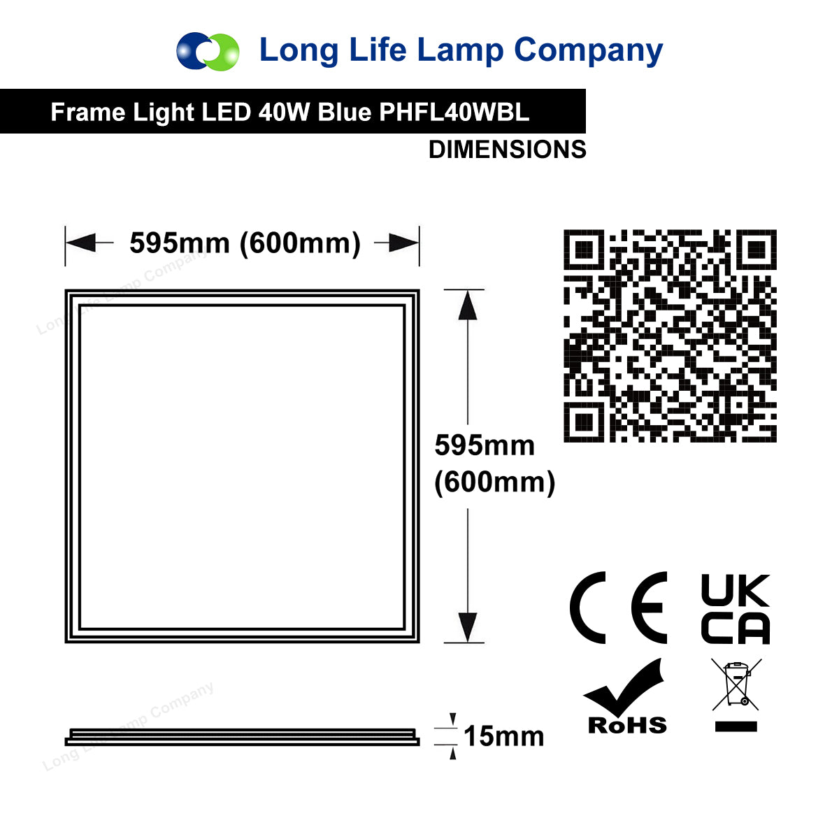 40w LED Recessed Ceiling Panel Frame Border Edge Light Blue 600 X 600