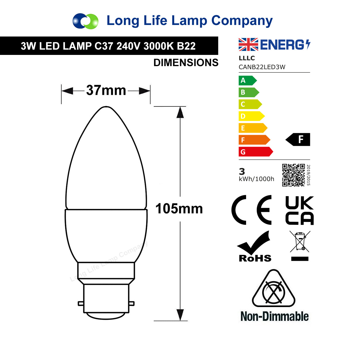 3w Frosted Cover LED Candle Warm White 3000K 2Pack Or 4Pack Or 8Pack Or 10Pack