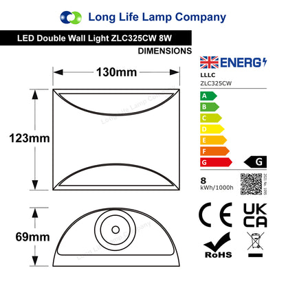 Modern LED Outdoor Wall Light Black Cool White