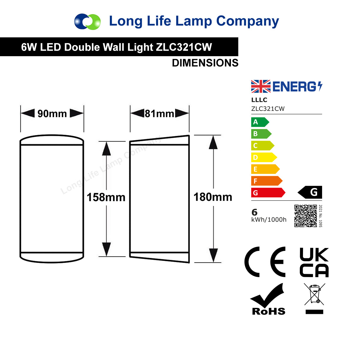 Modern 6W LED Double Outdoor Wall Light Black Cool White - Free delivery on all orders