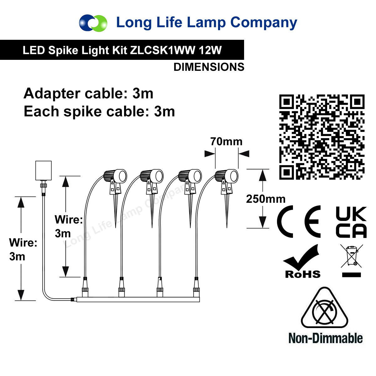 4 Pack Outdoor Garden LED Spike Lights Warm White 12v Low Voltage ZLCSK1WW - Free delivery on all orders
