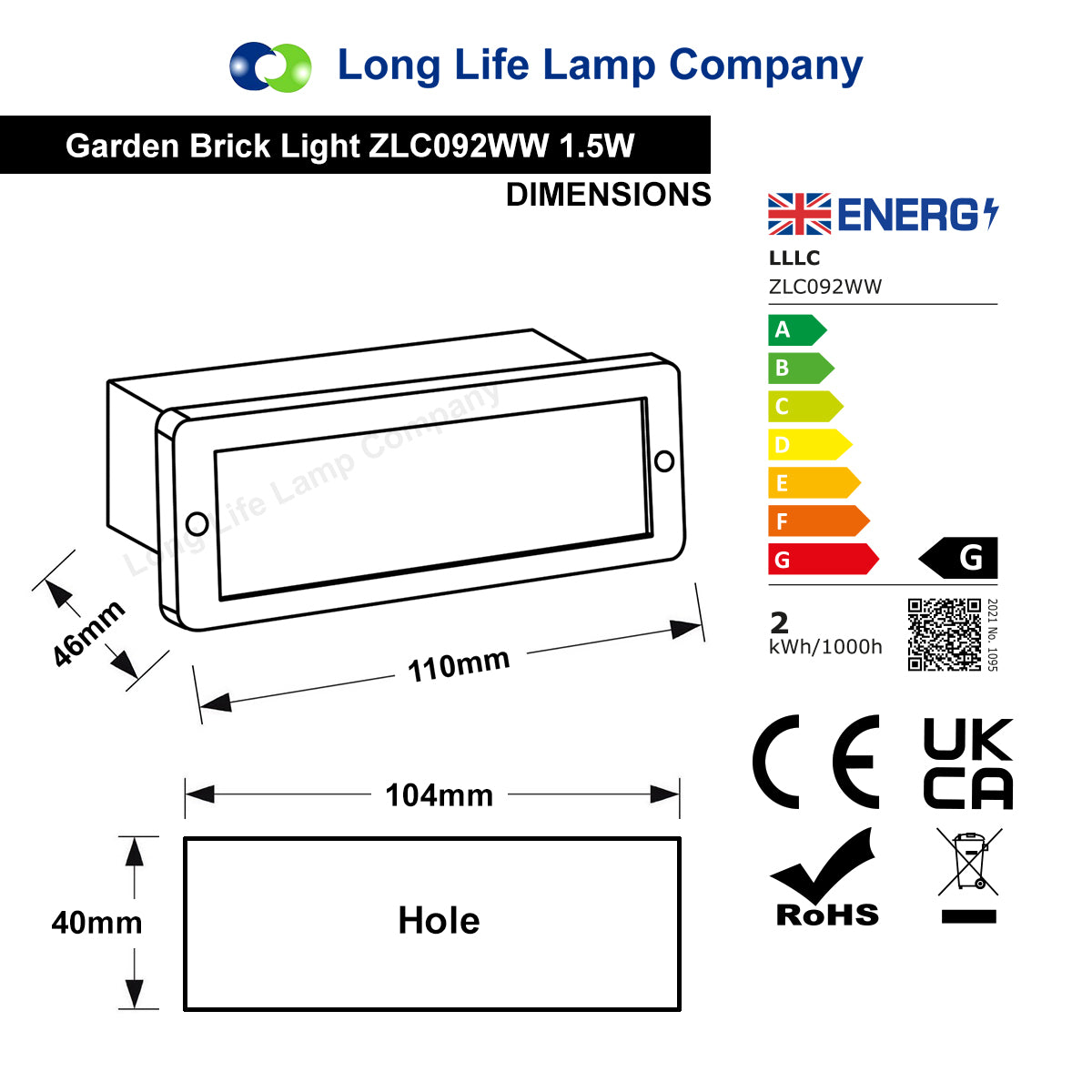 Mini 1.5w LED Warm White Outdoor Recessed Brick Light IP44