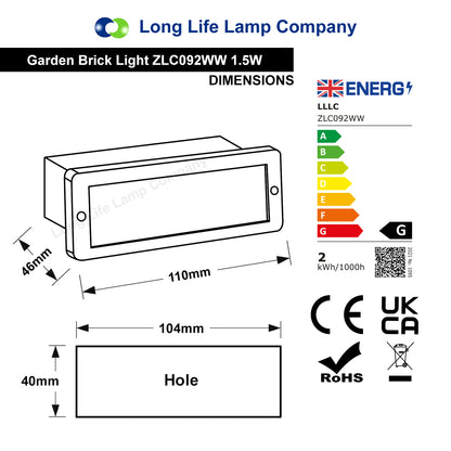 Mini 1.5w LED Warm White Outdoor Recessed Brick Light IP44