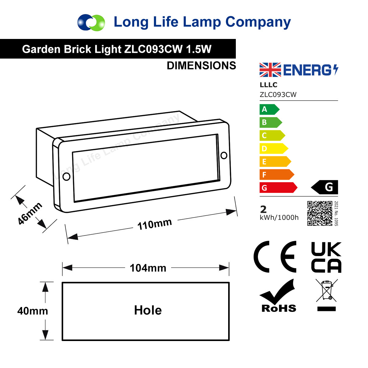 Mini 1.5w LED Cool White Outdoor Recessed Brick Light IP44