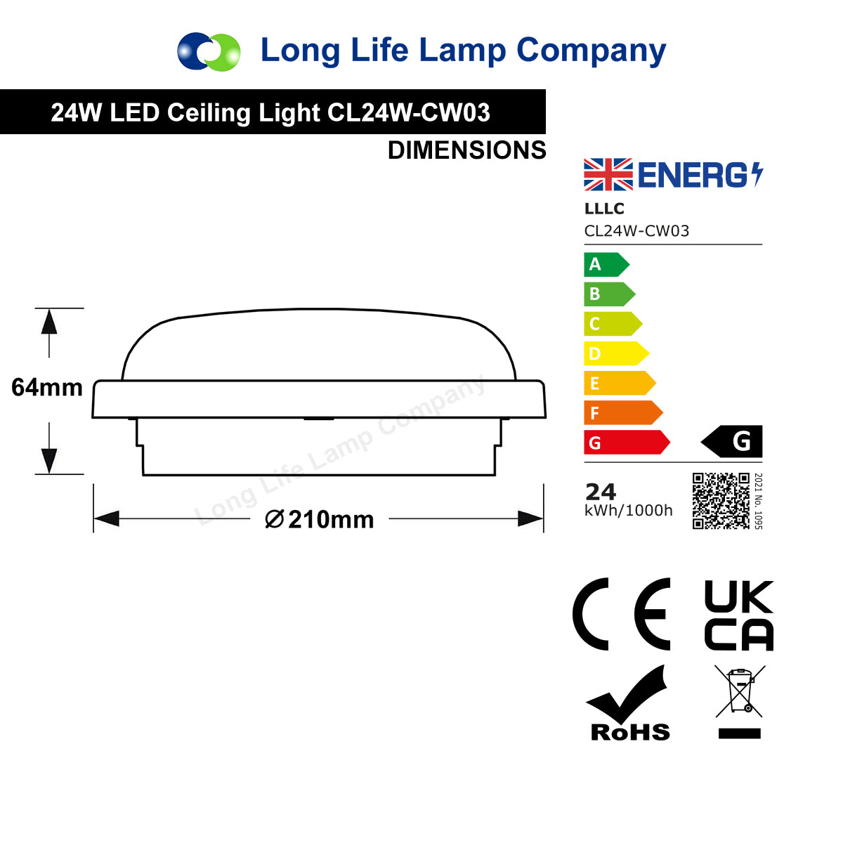 24w LED Bulkhead Round Ceiling Light Cool White