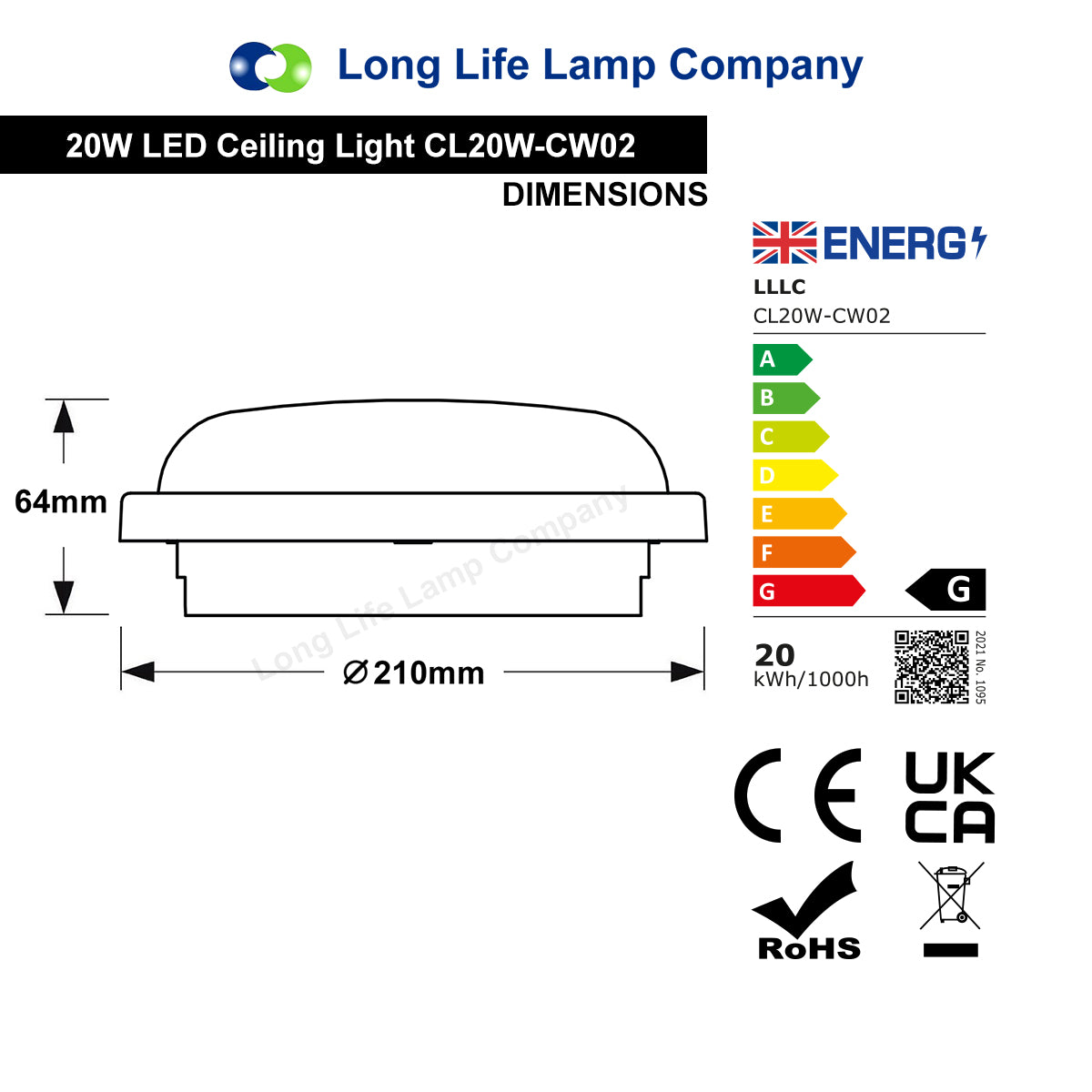 20w LED Bulkhead Round Ceiling Light Cool White