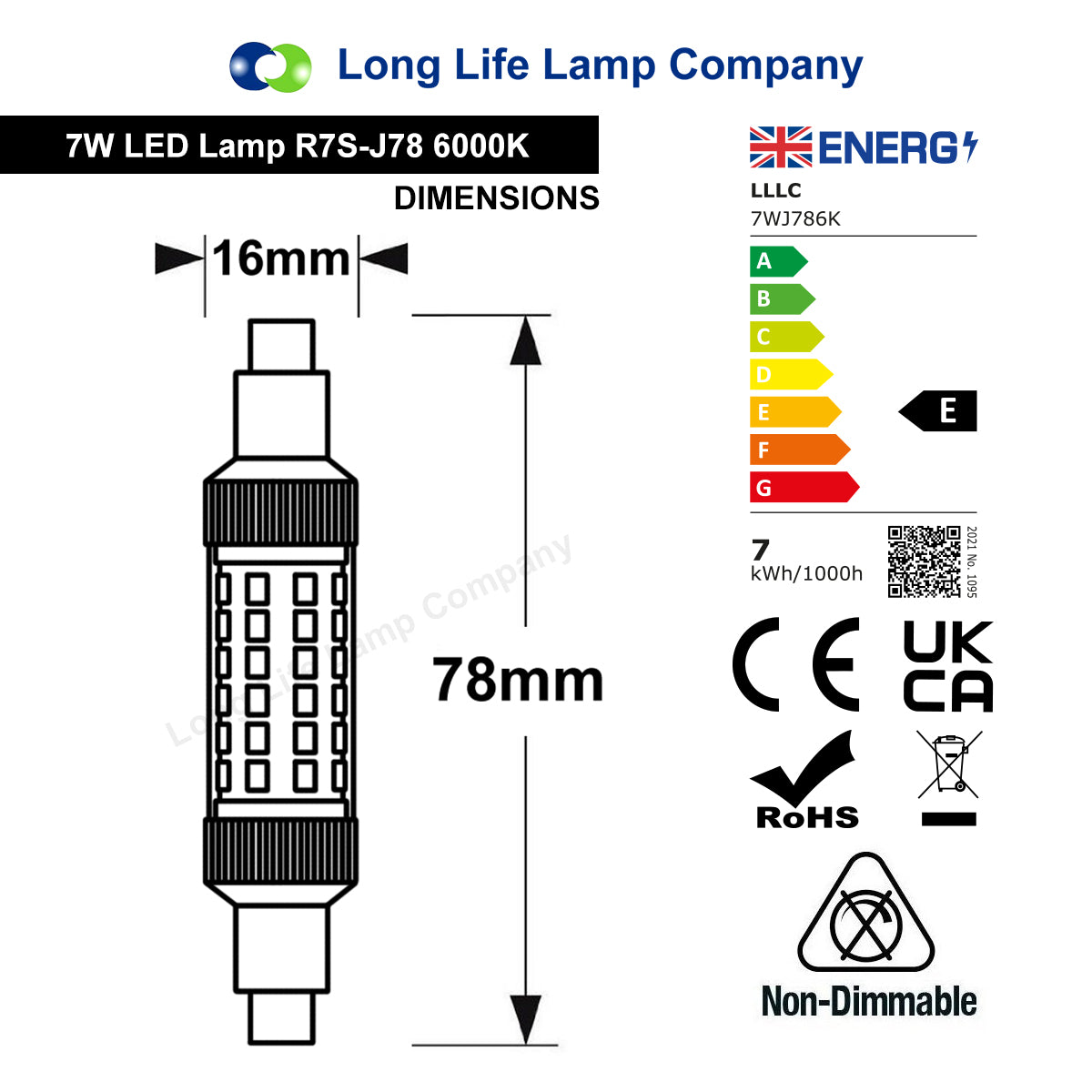 2 x R7s 78mm LED Bulb 7W 6000K Flood Light Replacement - Free delivery on all orders