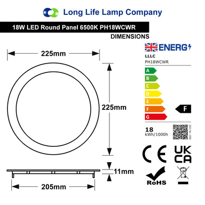 18w Recessed LED Round Panel Light 6500K Continuous Running Hours Philips Driver
