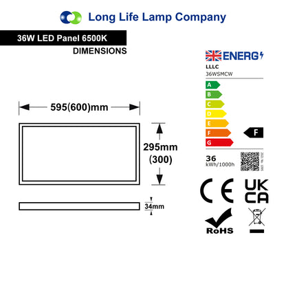 36W LED Panel 300x600 Surface Mount Ceiling Light Cool White - Free delivery on all orders