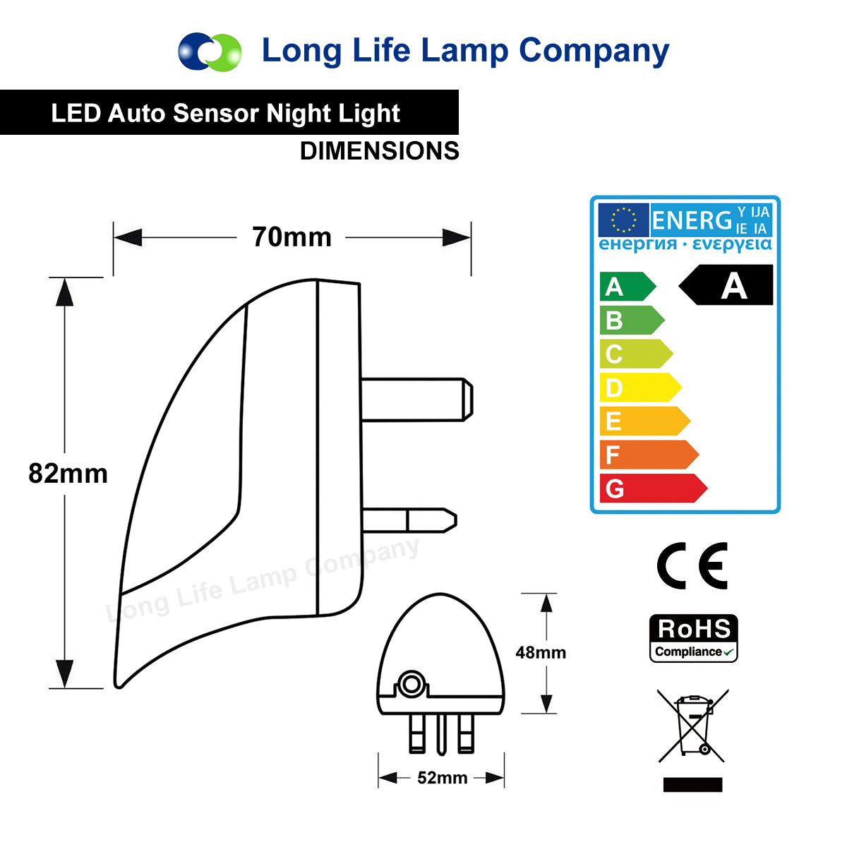 Automatic White LED Night Light Plug In Energy Saving Dusk 2 Dawn - Free delivery on all orders