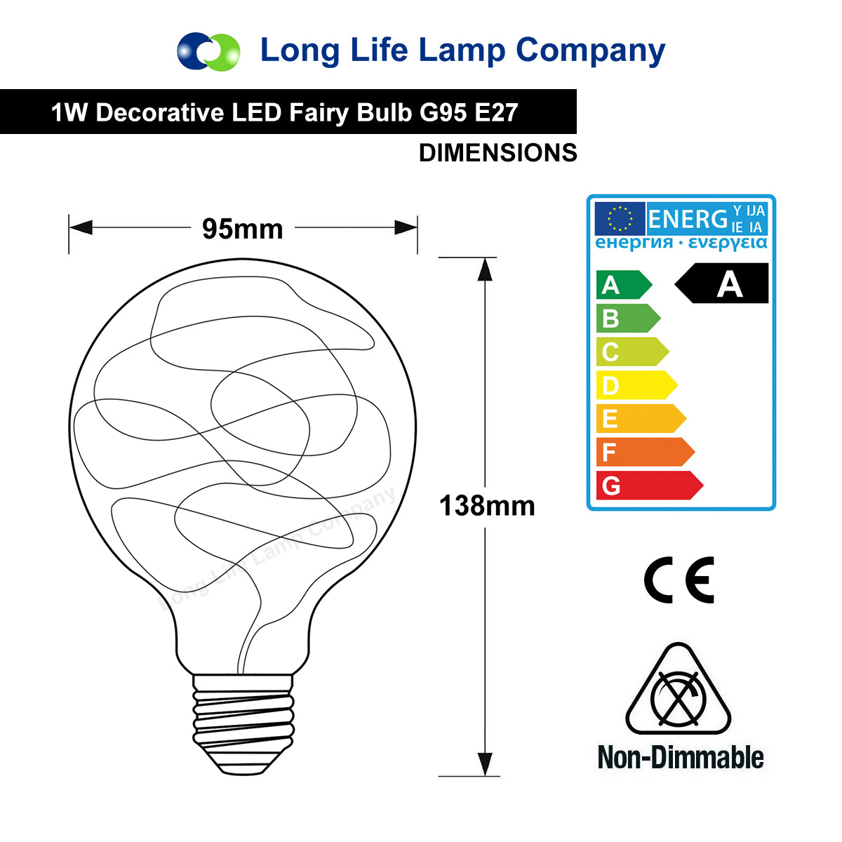 1w E27 LED Globe Decorative Light Bulb Red G95 - Free delivery on all orders