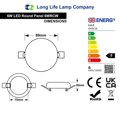 6W Round LED Panel Ceiling Light Spot Flush Mount - Free delivery on all orders