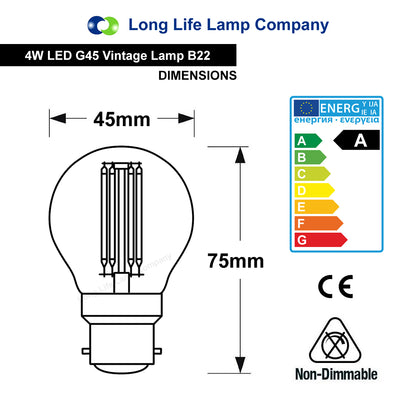 4w LED Golf Ball Purple Light Bulb B22 Clear Glass