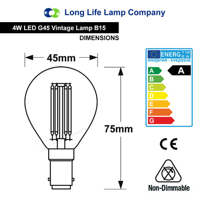 4w LED Golf Ball Purple Light Bulb B15 Clear Glass