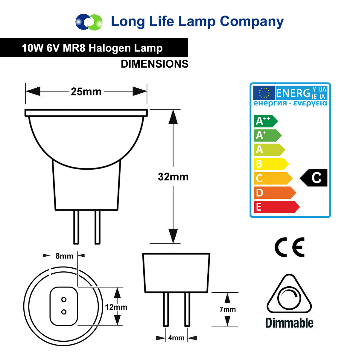 MR8 Halogen Bulb 10w 6v