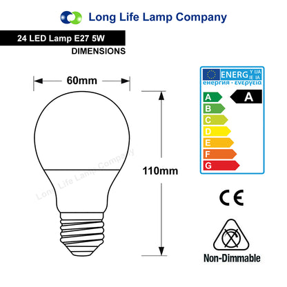 5w LED Yellow GLS Light Bulb E27 Edison Screw