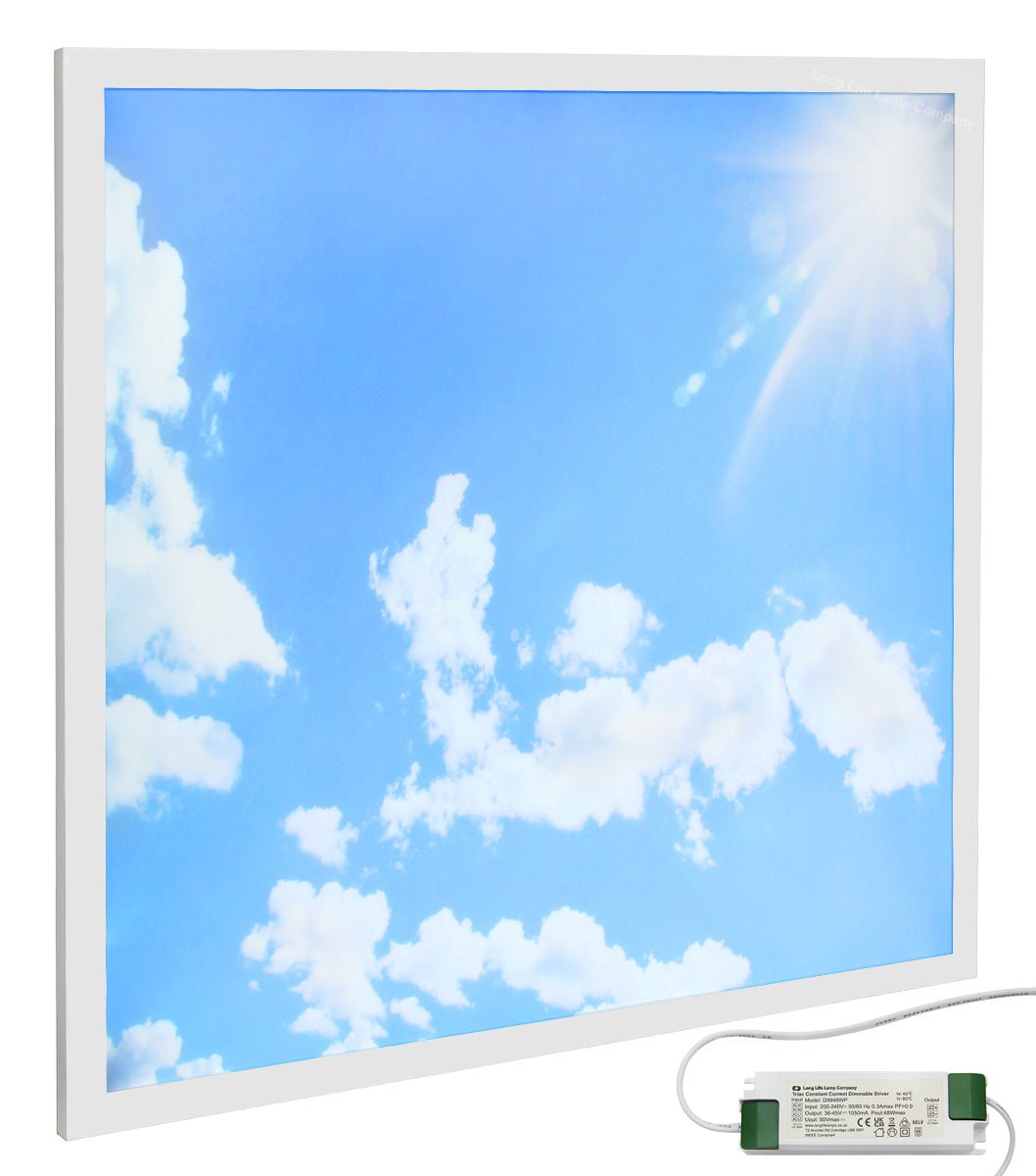 Dimmable 40w Sky With Sun LED Recessed Ceiling Panel 600 X 600 Cloud Scene With Dimmable Transformer - Energy Light Bulbs - Free delivery on all orders