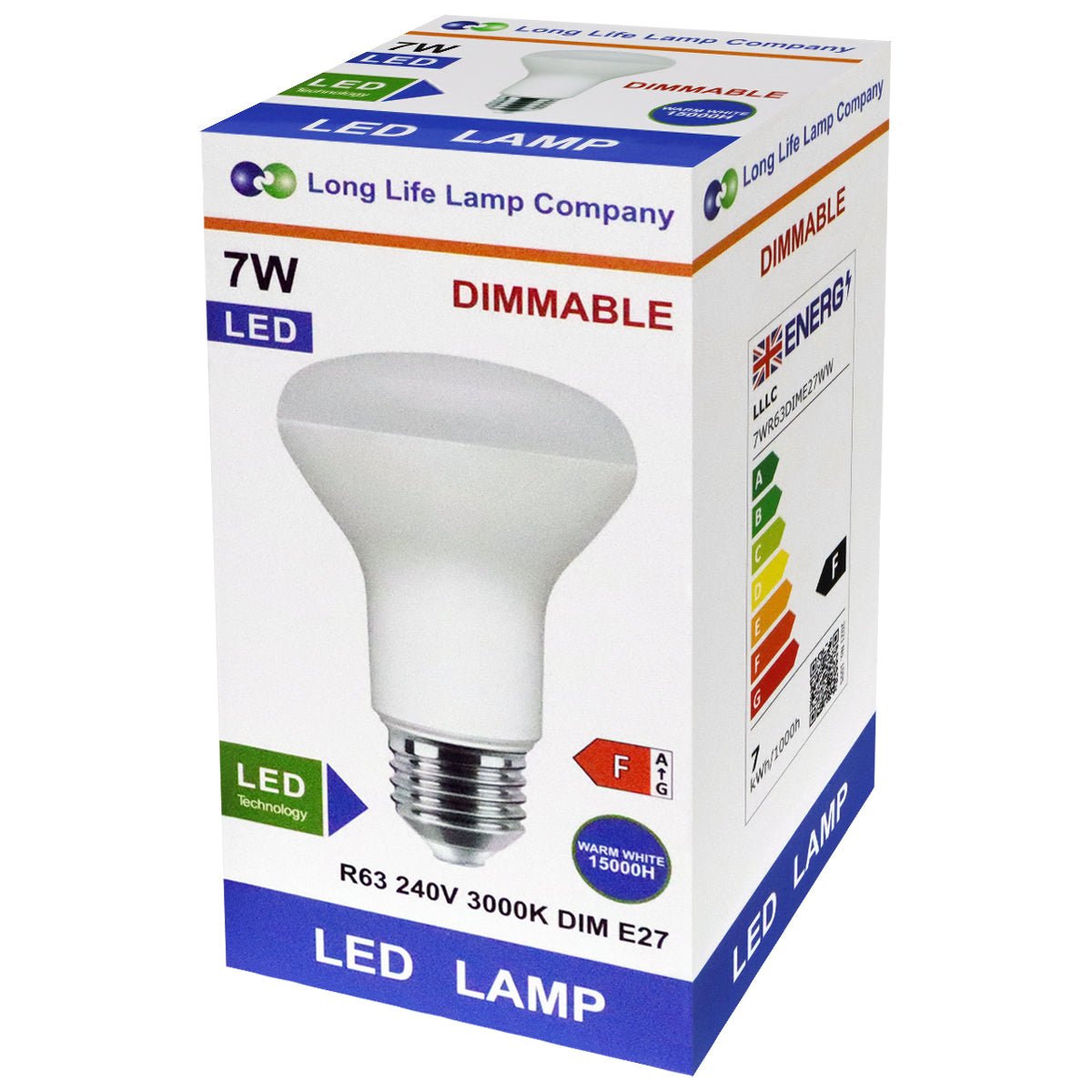 Dimmable 7W R63 LED Reflector Light Bulb 3000K E27 - Energy Light Bulbs - Free delivery on all orders