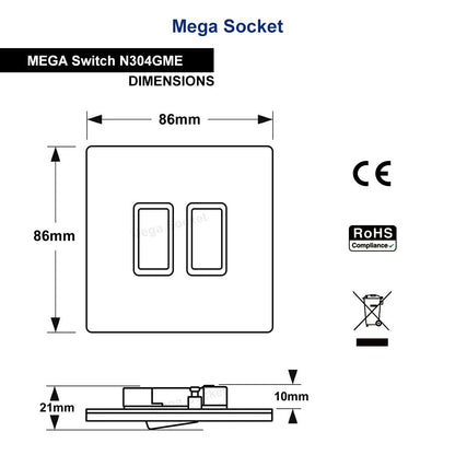 Double Light Switch 2 Gang 2 Way Black Nickel Wall Switch N304GME - Energy Light Bulbs - Free delivery on all orders
