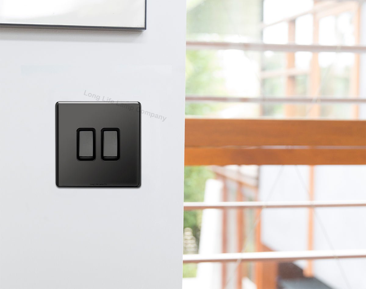 Double Light Switch 2 Gang 2 Way Black Nickel Wall Switch N304GME - Energy Light Bulbs - Free delivery on all orders