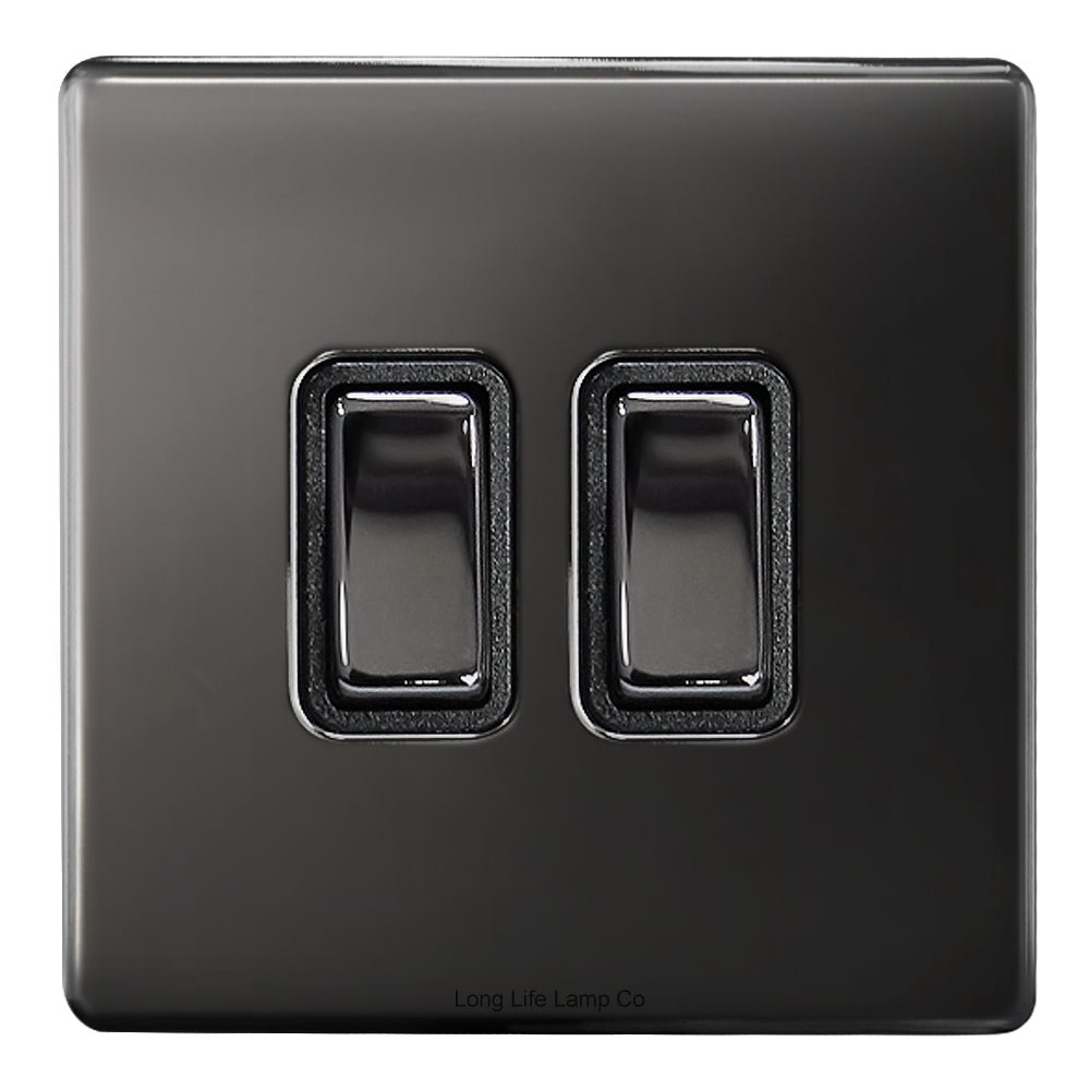 Double Light Switch 2 Gang 2 Way Black Nickel Wall Switch N304GME - Energy Light Bulbs - Free delivery on all orders