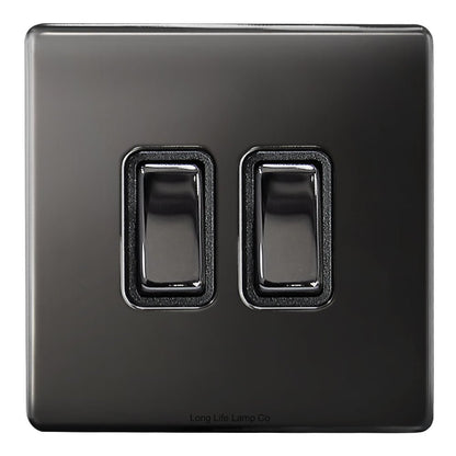 Double Light Switch 2 Gang 2 Way Black Nickel Wall Switch N304GME - Energy Light Bulbs - Free delivery on all orders