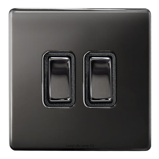 Double Light Switch 2 Gang 2 Way Black Nickel Wall Switch N304GME - Energy Light Bulbs - Free delivery on all orders