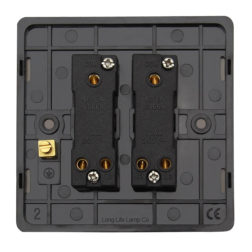 Double Light Switch 2 Gang 2 Way Black Nickel Wall Switch N304GME - Energy Light Bulbs - Free delivery on all orders