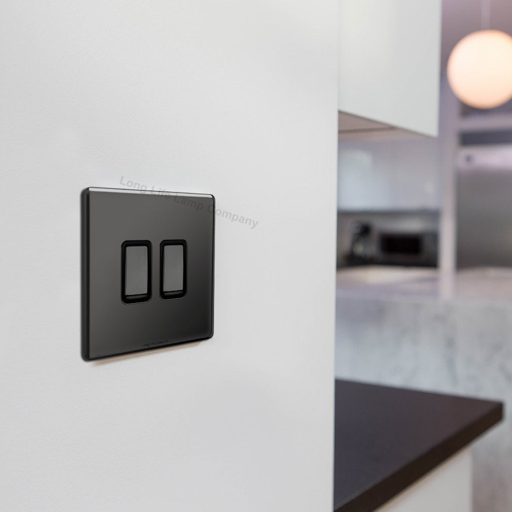 Double Light Switch 2 Gang 2 Way Black Nickel Wall Switch N304GME - Energy Light Bulbs - Free delivery on all orders