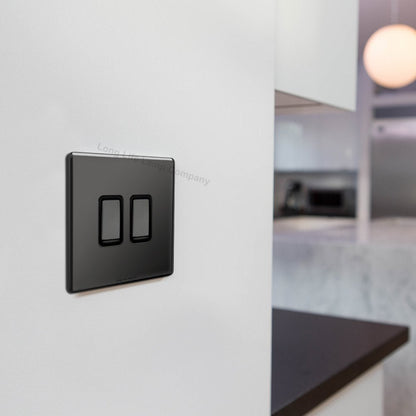 Double Light Switch 2 Gang 2 Way Black Nickel Wall Switch N304GME - Energy Light Bulbs - Free delivery on all orders