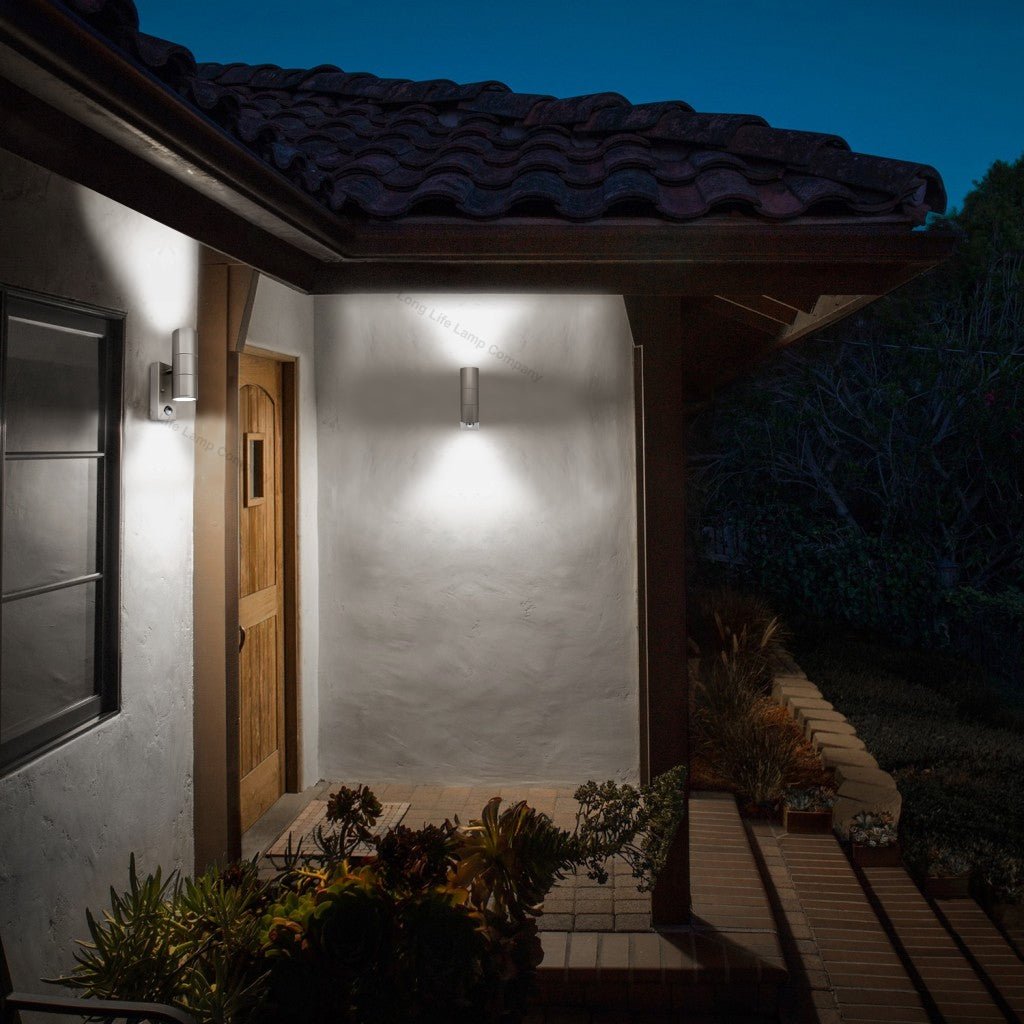 Double Outdoor Wall with PIR Movement Sensor Stainless Steel - Energy Light Bulbs - Free delivery on all orders