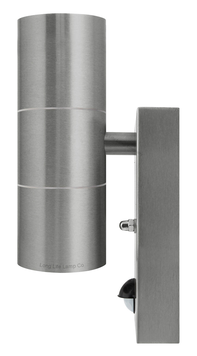 Double Outdoor Wall with PIR Movement Sensor Stainless Steel - Energy Light Bulbs - Free delivery on all orders