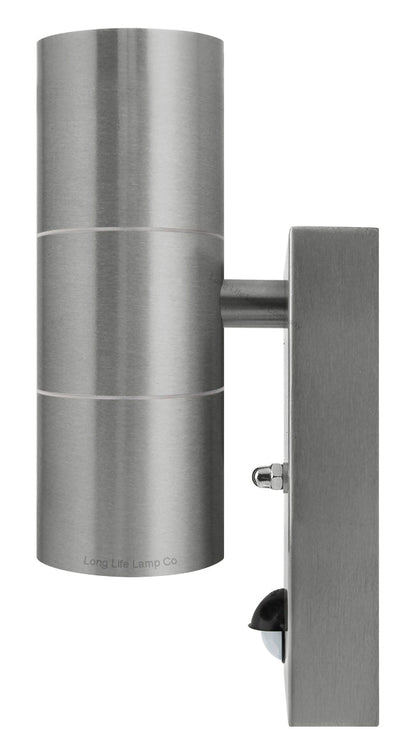 Double Outdoor Wall with PIR Movement Sensor Stainless Steel - Energy Light Bulbs - Free delivery on all orders