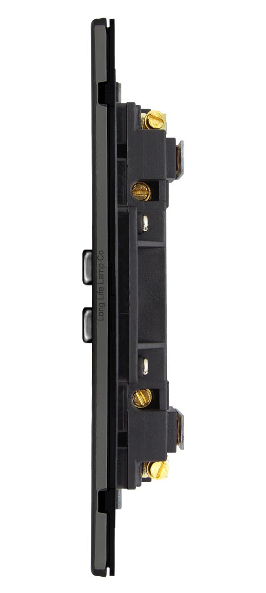 Double Wall Socket Switched Black Nickel 2 Gang Screwless 13a Double Pole - Energy Light Bulbs - Free delivery on all orders