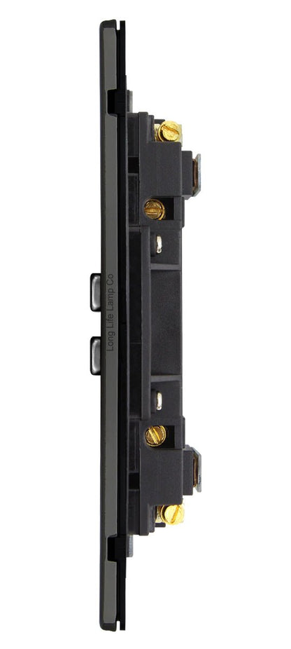 Double Wall Socket Switched Black Nickel 2 Gang Screwless 13a Double Pole - Energy Light Bulbs - Free delivery on all orders
