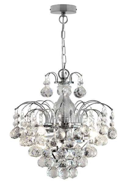 Droplet Fountain Crystal Chandelier Ceiling Pendant Light Reflect Chrome Finish and Real Crystals - Energy Light Bulbs - Free delivery on all orders