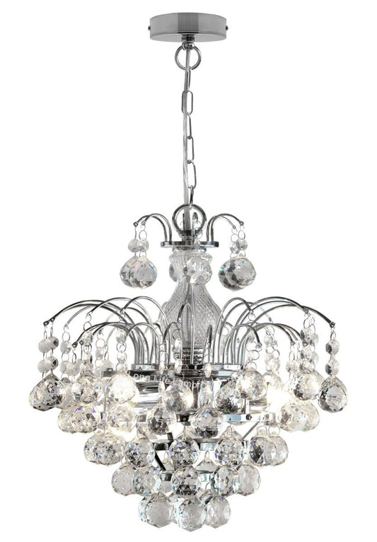 Droplet Fountain Crystal Chandelier Ceiling Pendant Light Reflect Chrome Finish and Real Crystals - Energy Light Bulbs - Free delivery on all orders