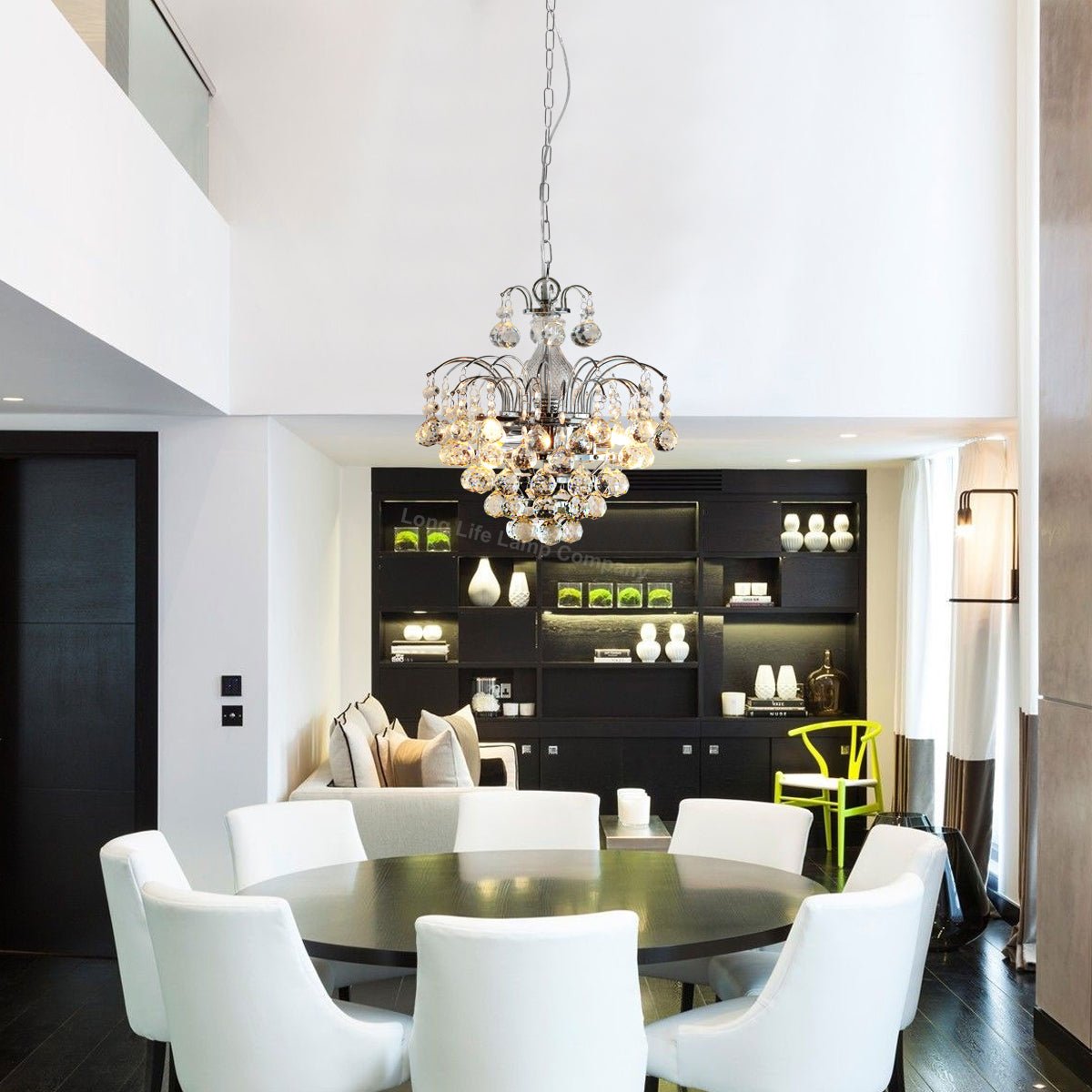 Droplet Fountain Crystal Chandelier Ceiling Pendant Light Reflect Chrome Finish and Real Crystals - Energy Light Bulbs - Free delivery on all orders