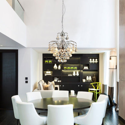 Droplet Fountain Crystal Chandelier Ceiling Pendant Light Reflect Chrome Finish and Real Crystals - Energy Light Bulbs - Free delivery on all orders