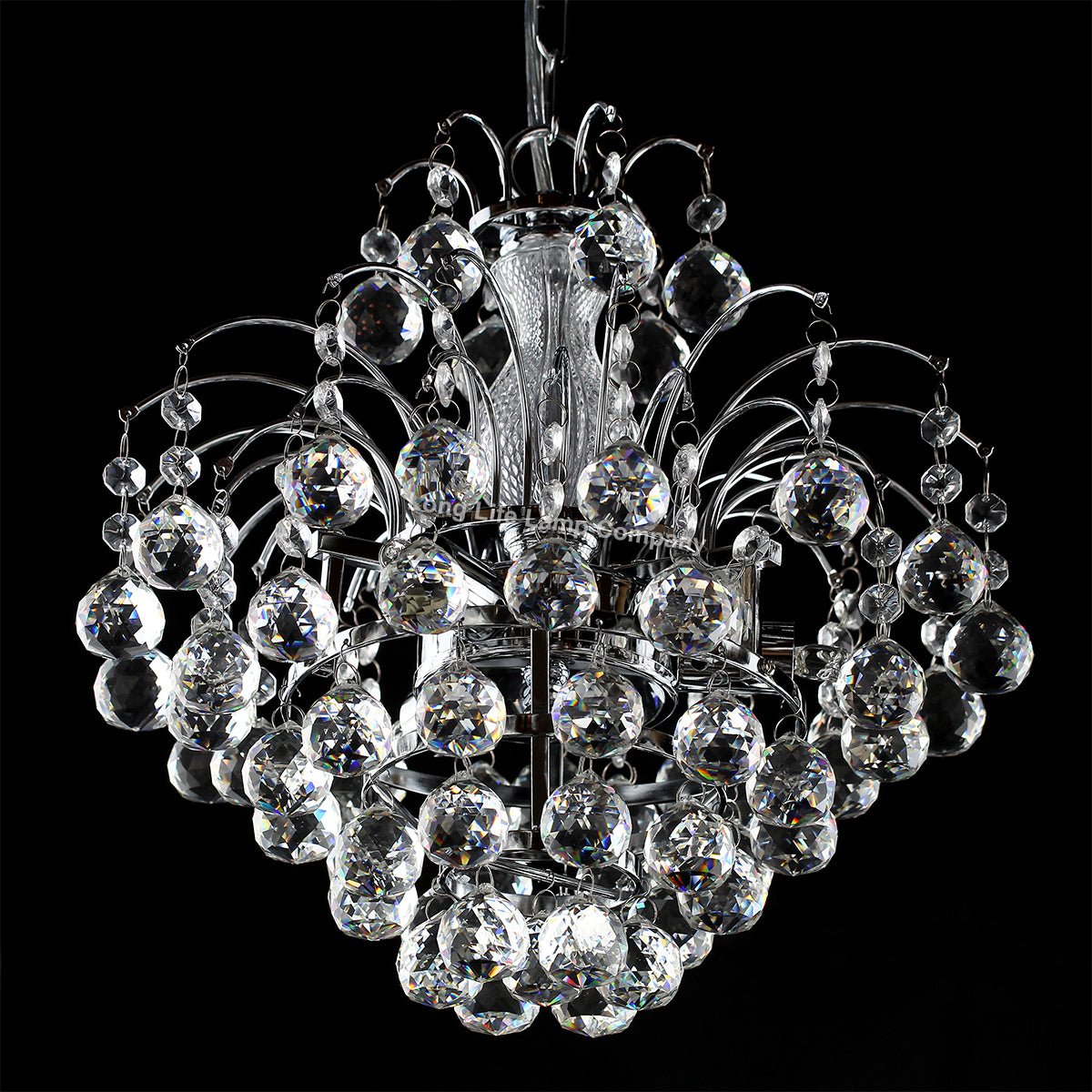 Droplet Fountain Crystal Chandelier Ceiling Pendant Light Reflect Chrome Finish and Real Crystals - Energy Light Bulbs - Free delivery on all orders