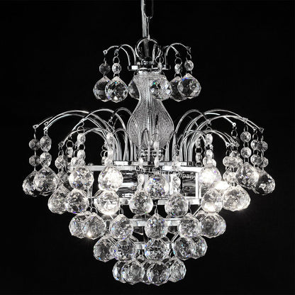 Droplet Fountain Crystal Chandelier Ceiling Pendant Light Reflect Chrome Finish and Real Crystals - Energy Light Bulbs - Free delivery on all orders