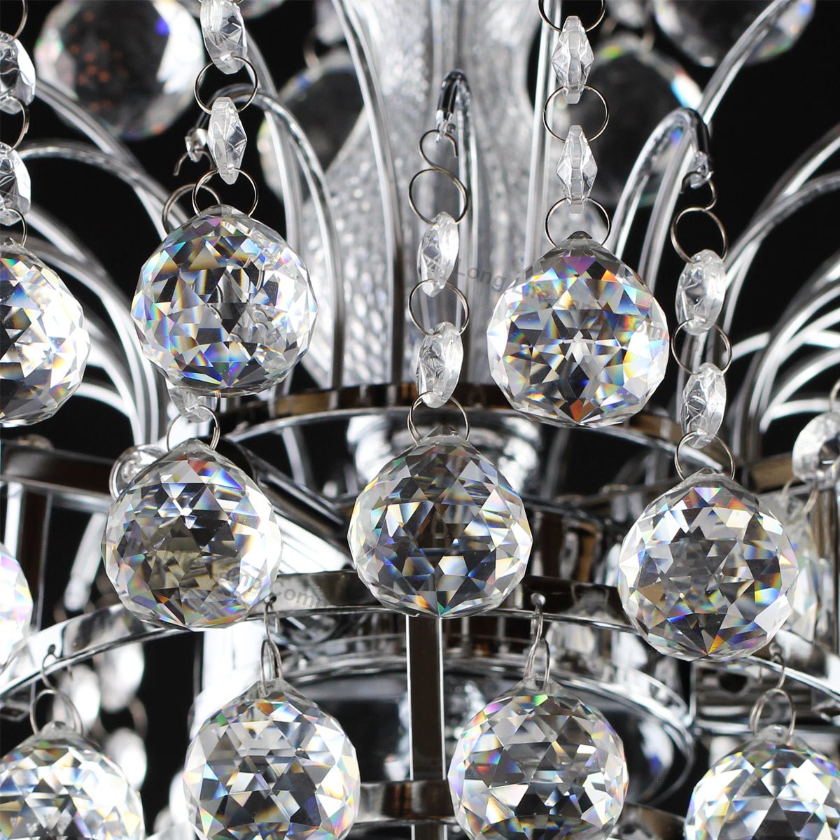 Droplet Fountain Crystal Chandelier Ceiling Pendant Light Reflect Chrome Finish and Real Crystals - Energy Light Bulbs - Free delivery on all orders