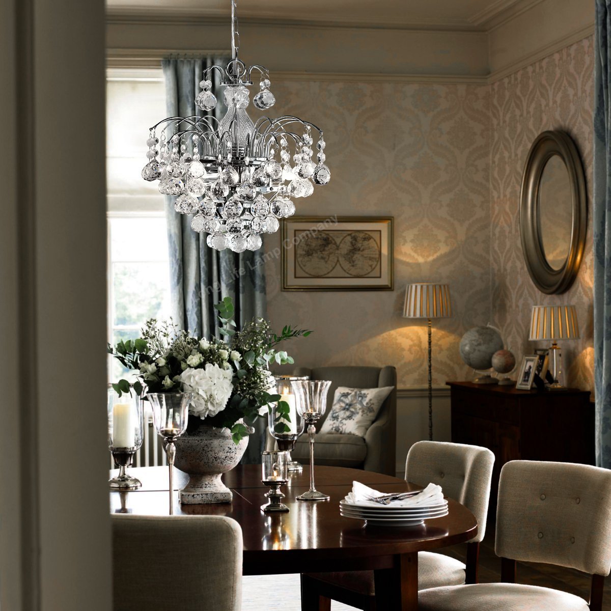 Droplet Fountain Crystal Chandelier Ceiling Pendant Light Reflect Chrome Finish and Real Crystals - Energy Light Bulbs - Free delivery on all orders