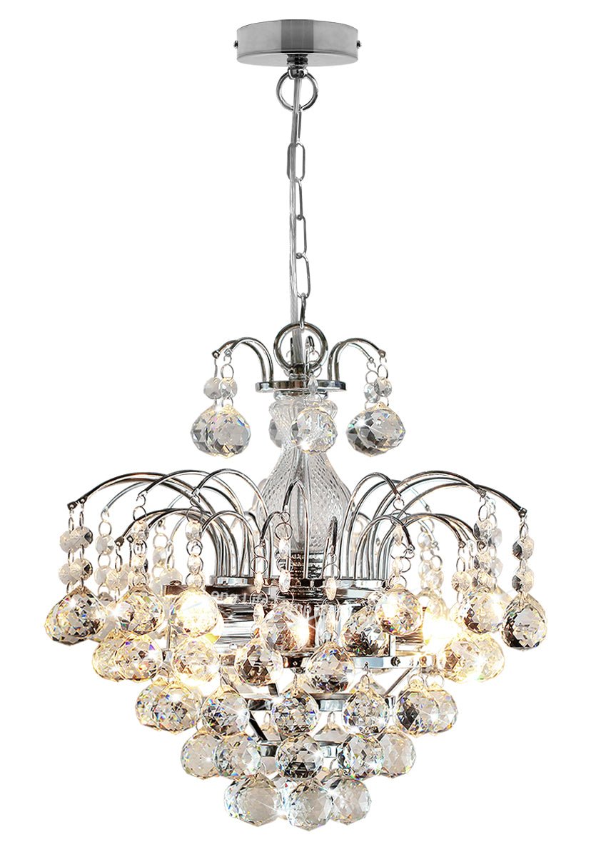 Droplet Fountain Crystal Chandelier Ceiling Pendant Light Reflect Chrome Finish and Real Crystals - Energy Light Bulbs - Free delivery on all orders