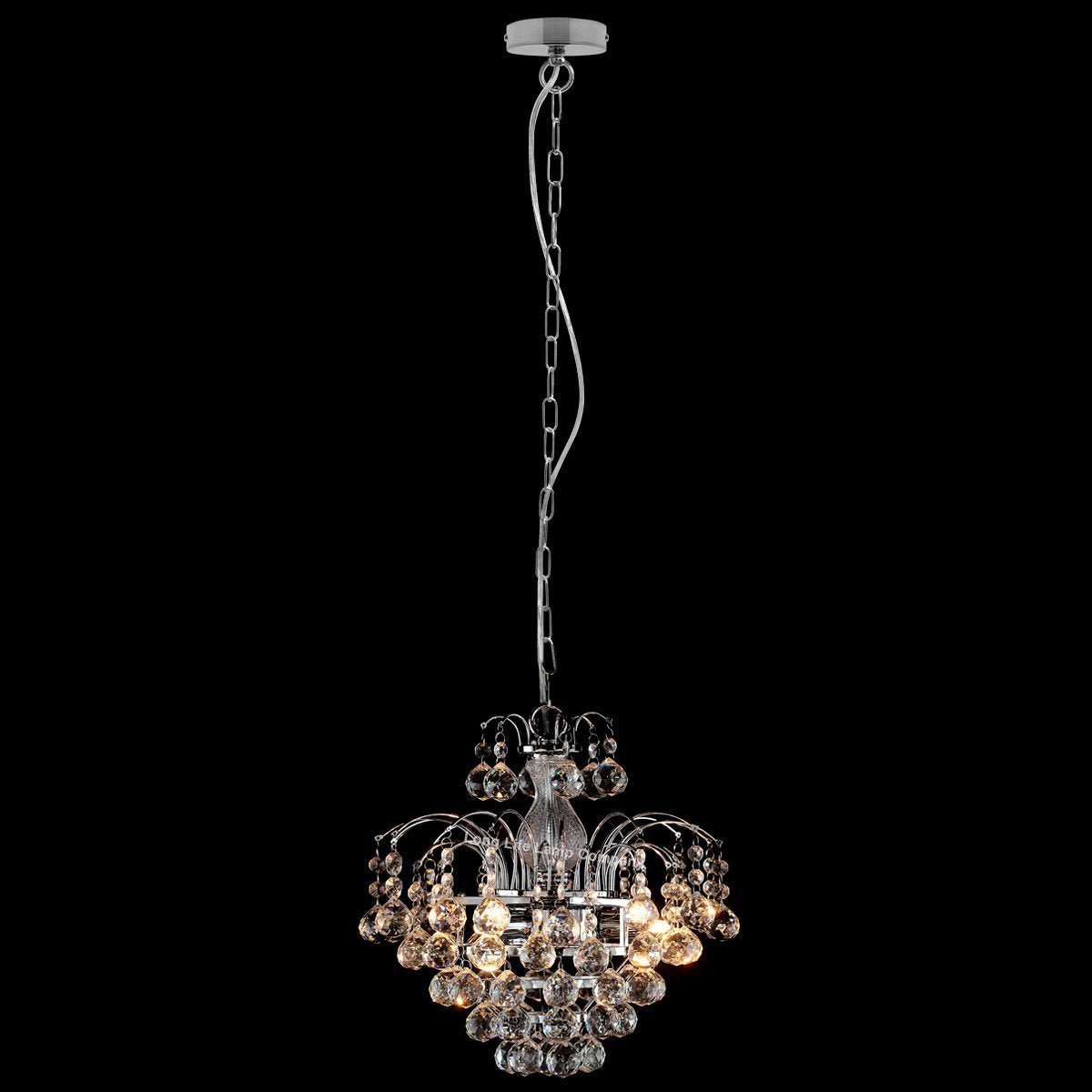 Droplet Fountain Crystal Chandelier Ceiling Pendant Light Reflect Chrome Finish and Real Crystals - Energy Light Bulbs - Free delivery on all orders