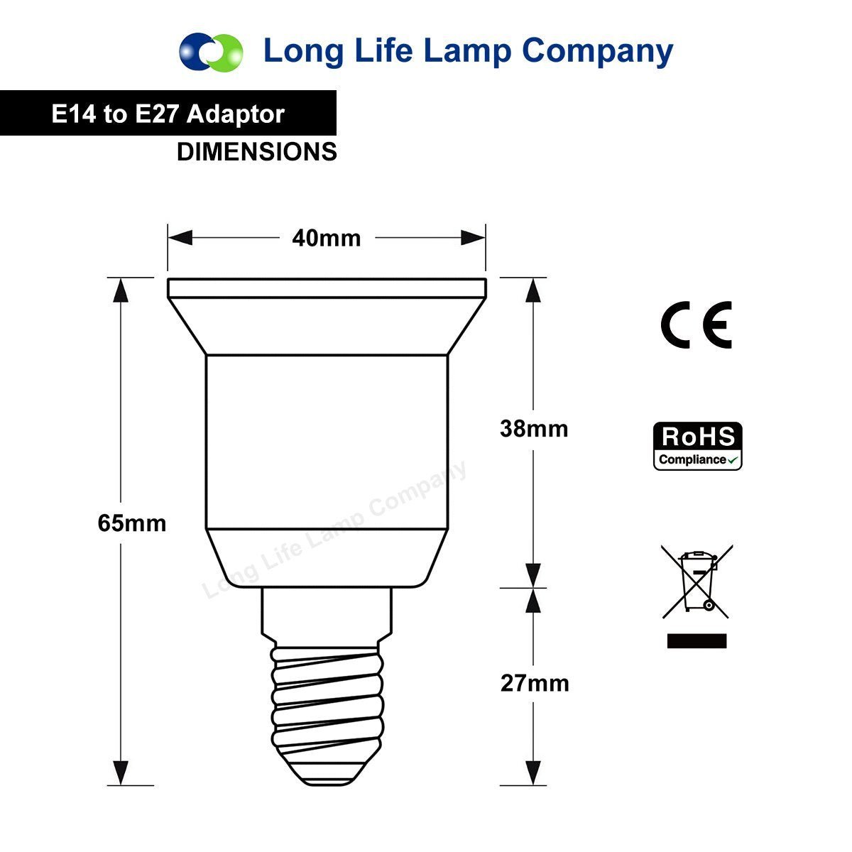 E14 to E27 Light Bulb Base Socket Converter Adaptor - Energy Light Bulbs - Free delivery on all orders