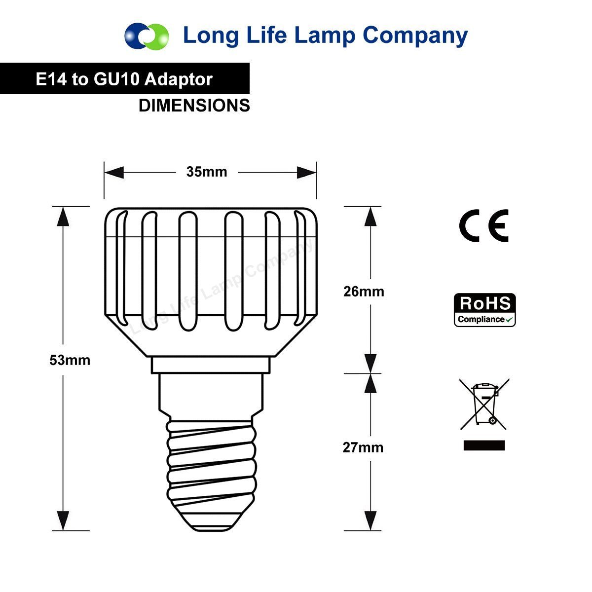 E14 to GU10 Light Bulb Base Socket Converter Adaptor - Energy Light Bulbs - Free delivery on all orders