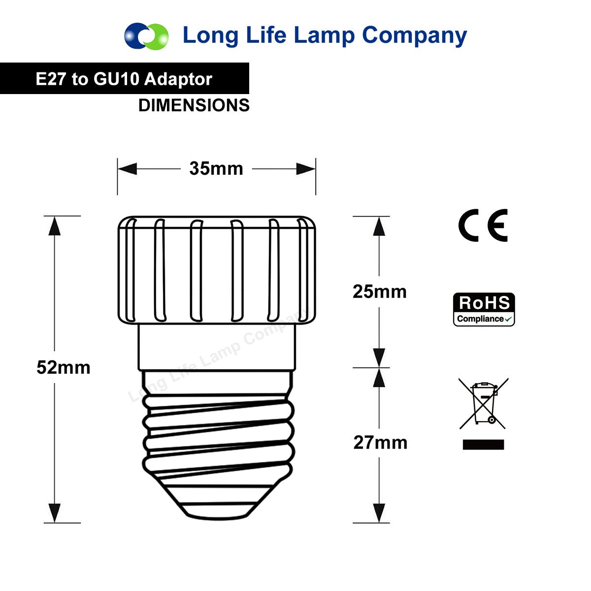 E27 to GU10 Lamp Light Bulb Base Socket Converter Adaptor - Energy Light Bulbs - Free delivery on all orders