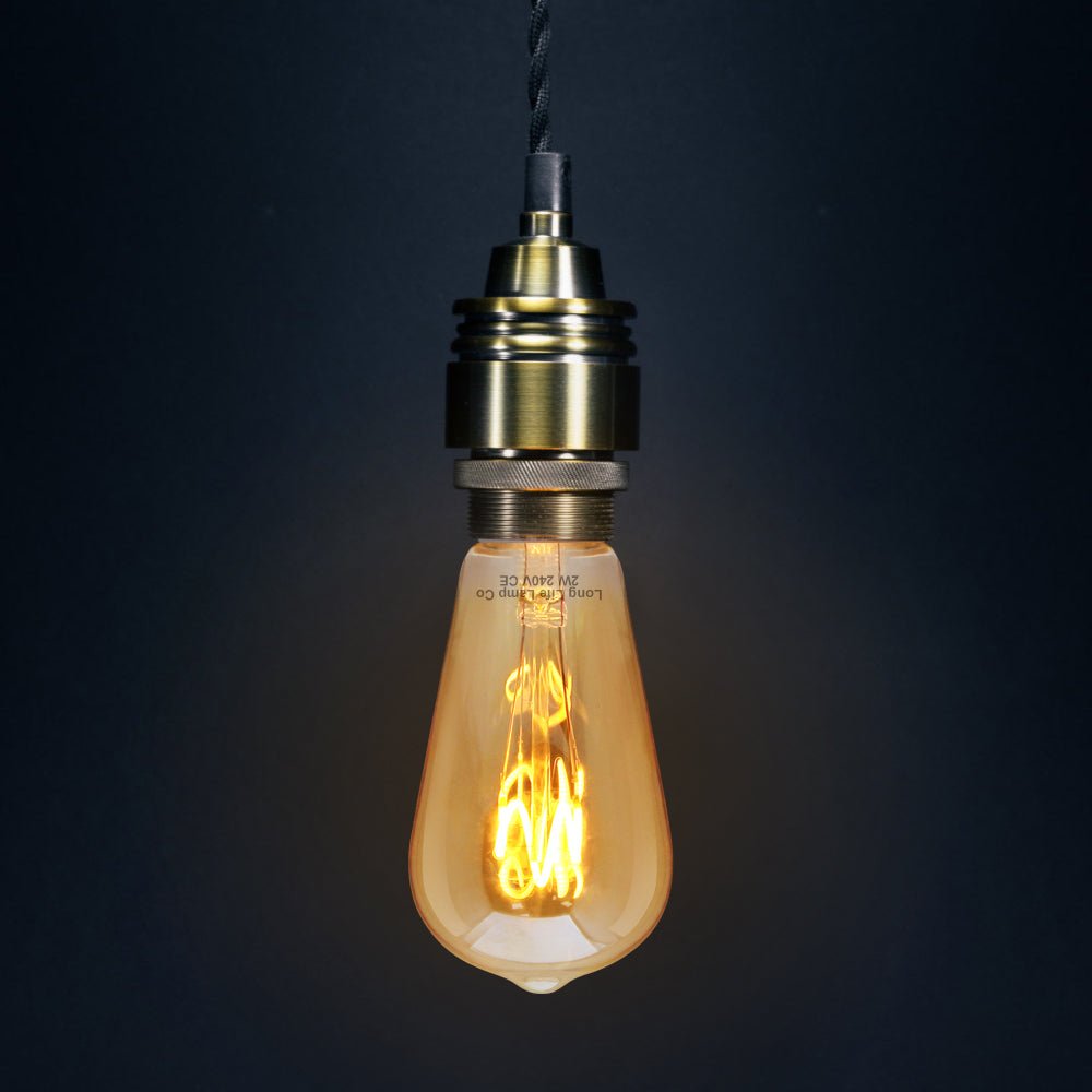 Edison Classics 2w Vintage LED Filament Bulb Teardrop Spiral ST58 Smoke Gold Glass E27 Edison Screw - Energy Light Bulbs - Free delivery on all orders